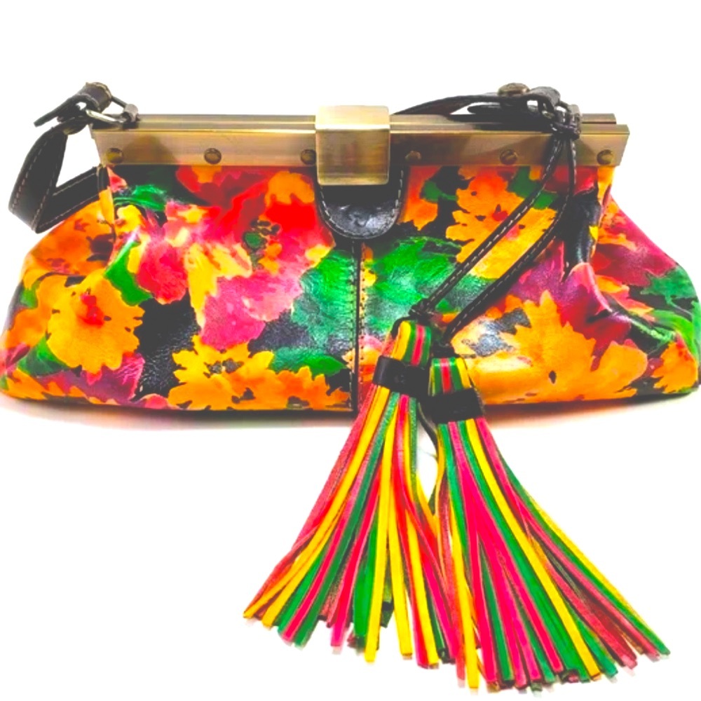 Floral Multicolor Clutch with Tassel